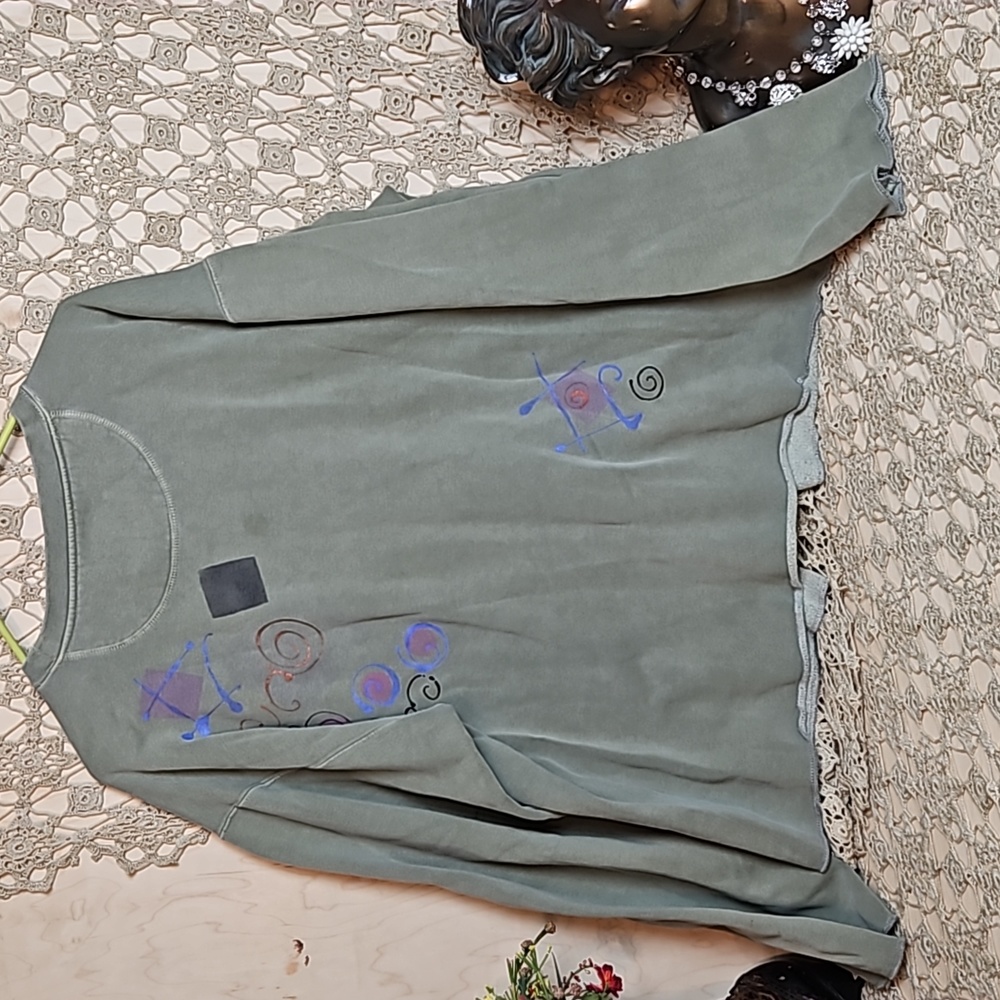 Vintage Authentic Pigment Sweatshirt Jacket with Clay Buttons & Jean Pocket - Picture 6 of 14